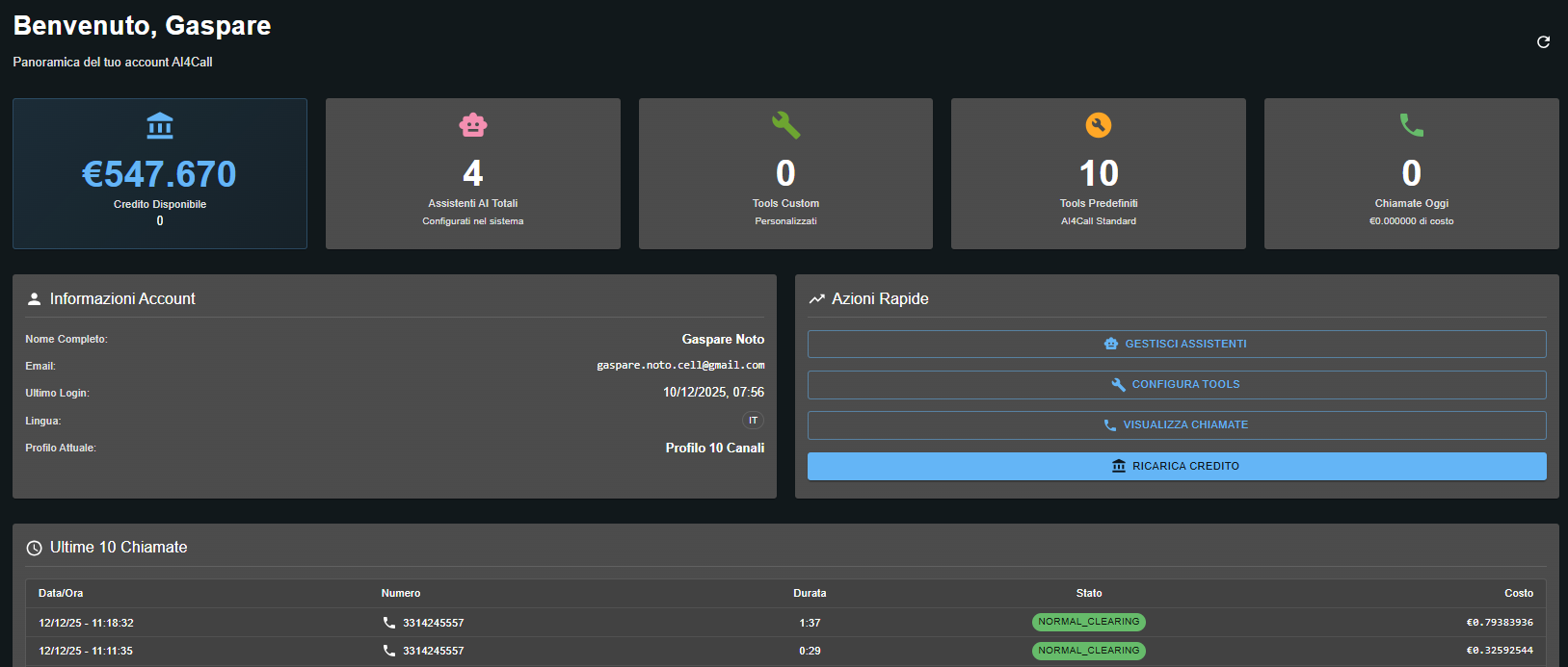 Header dashboard AI4CALL
