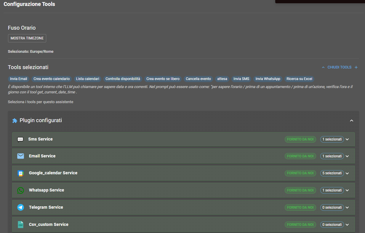 Configurazione Tools