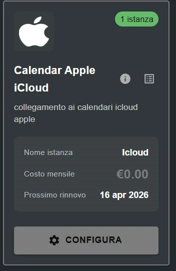 Configurazione del plugin Apple iCloud Calendar in AI4CALL