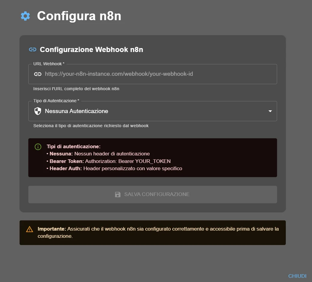 Configurazione Webhook