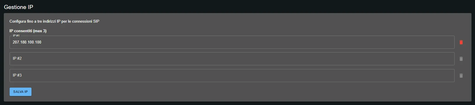 Whitelist IP per SIP